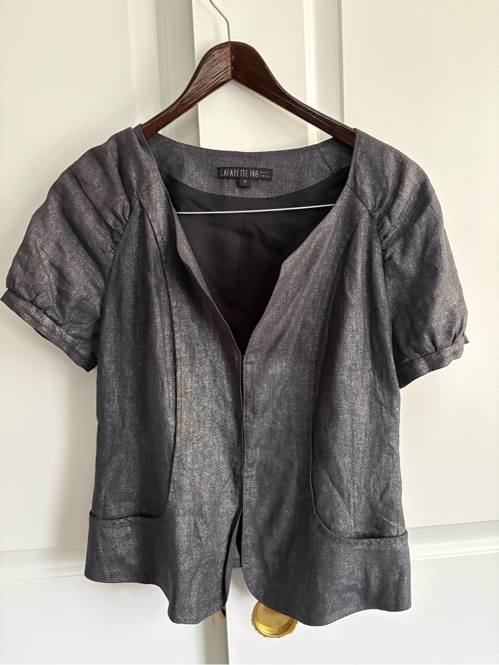 Lafayette 148 New York Linen Short Sleeve Jacket Blouse - Sz 4